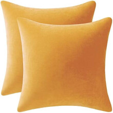 Housses de coussin en velours jaune moutarde 18x18 pouces (2 pièces)