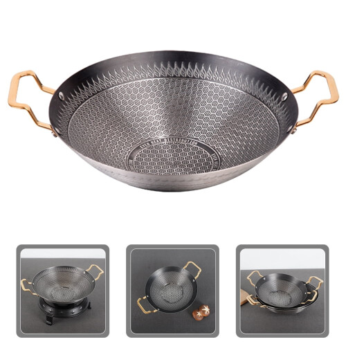 Stainless Steel Flat Bottom Wok 24cm Double Handle 1