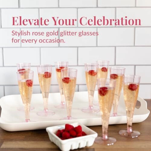 Plastic Champagne Flutes Rose Gold 24 pcs 4.5 oz 1