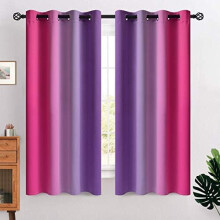 Grommet Ombre Room Darkening Curtains 52x63", 2 Panels, Polyester Light Blocking Pink-Purple Gradient for Kids/Girls Bedroom & Living Room,