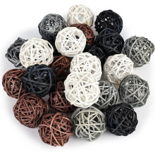 24 db-os rattan golyó, 5 cm, fekete, barna, szürke, fehér