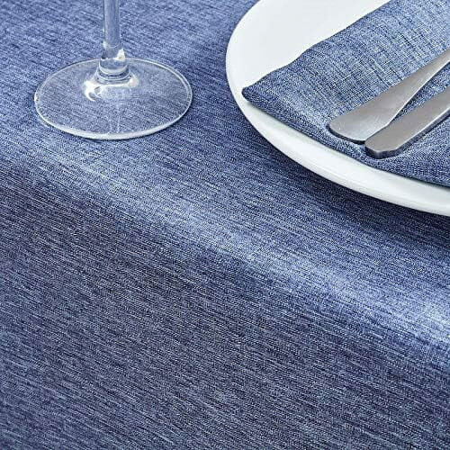 Denim Blue Rectangle Tablecloth Waterproof Wrinkle 1