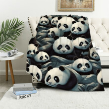 Couverture Panda - Flanelle épaisse, résistante au rétrécissement, hypoallergénique, pour les amoureux des pandas