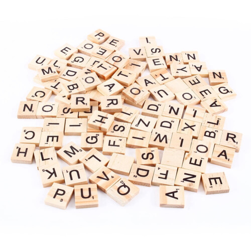 Ξύλινα πλακάκια Scrabble, 100 τεμάχια ξύλινα πλακάκια Scrabble αλφαβήτου γράμματα