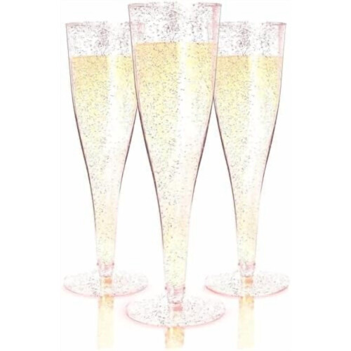 Plastic Champagne Flutes Rose Gold 24 pcs 4.5 oz