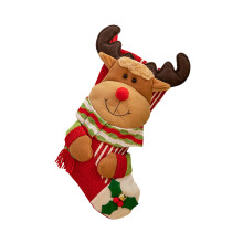 Weihnachtsstrumpf mit Rentiermotiv und Schal, 45 cm, handgefertigt