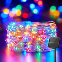 10 meter lange lichtslinger met 100 LED's op zonne-energie, 8 standen, meerkleurig, voor buitenverlichting zoals bomen, terrassen, kerstversiering en
