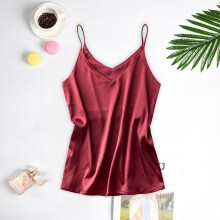Satijnen pyjama voor dames, mouwloos, zijdezacht, V-hals, camisole, comfortabele nachtkleding, tanktop