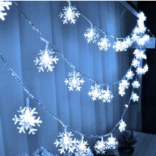 Guirlande lumineuse flocons de neige - 6 m, 40 LED, fonctionne sur piles, étanche, intérieur/extérieur, décoration de Noël, compatible avec