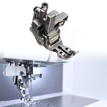 Calcador para máquina de costura industrial, calcador auxiliar, calcador com rolo de aço para tecidos grossos, jeans e chiffon, com engrenagem de