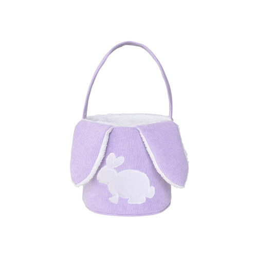 Corduroy Easter Bunny Tote Basket Purple 2