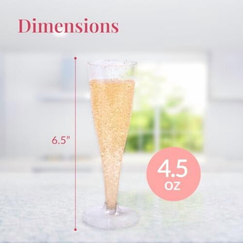 Plastic Champagne Flutes Rose Gold 24 pcs 4.5 oz 2