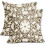 Καφέ & Λευκά Μαξιλαροθήκες Boho 16x16", Vintage Εκτύπωση Λουλουδιών, Λινές Τετράγωνες 1