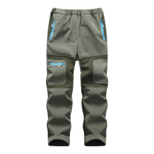 Fashion Kids Snow Pants Boys Girls Plush Solid Color Keep Warm Windproof Waterproof Outdoor Hiking Ski Pants, Sizes 5-16Y,Green