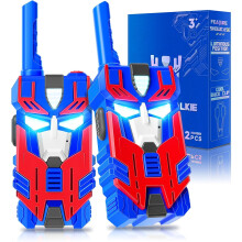 Walkie-talkies infantis, pacote com 2 unidades, robô azul, alcance de 762 metros, luzes nos olhos – compatível com crianças de 3 a 12 anos,