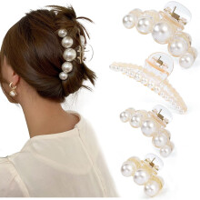 4 große Haarspangen mit Perlen für Damen und Mädchen – Geeignet für dickes und dünnes Haar, ideal als Haaraccessoire für Partys und Hochzeiten