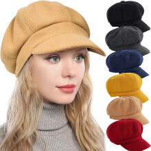 Dámský baret, klobouk pro novináře, francouzská vlněná čepice, klasická, podzimní, jarní, zimní