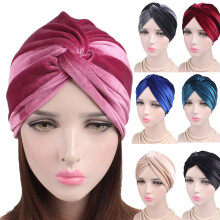 Flanellen elastische tulbandmuts, hoofdbedekking, chemo-hoofddoek, Bennie Twisted India's hoed voor vrouwen