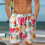 Men's Palm-Tree Swim Trunks with Compression Liner, Quick-Dry, Mesh Lining, Elastic Waist – White 2
