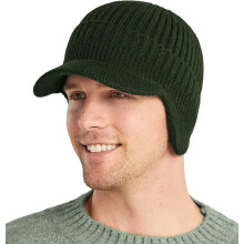 Herren-Winter-Schirmmütze, Beanie-Mütze mit Ohrenklappen, gestrickte Baseballmütze, kurze Krempe, Skimütze, warme Mütze mit Fleece-Futter