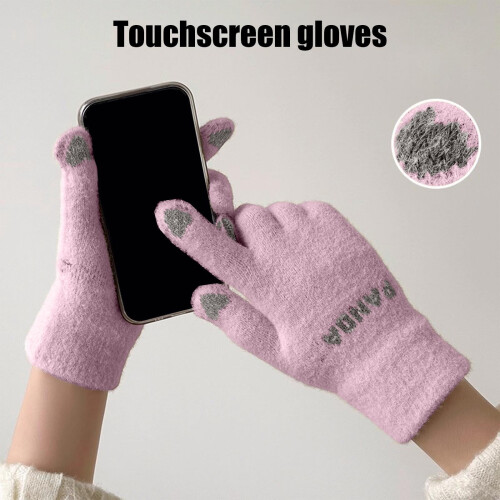 Fleecehandsker med pandaprint, unisex, touchscreen, vinter 2