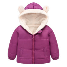Winterwarme, einfarbige Mäntel für Kleinkinder, Babys und Jungen mit Bärenohren, Kapuze und Wattierung, für 12-18 Monate