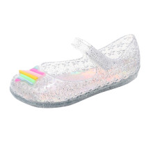 Girls Slippers Fashion Closed Toe Non- Soft Sole Star Jelly Princesses Shoes Child Soft Outdoor Walking Slippers,White,4.5-5 Years