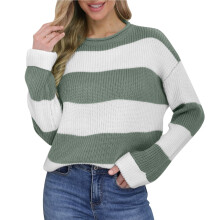 Pulover acrilic cu dungi color block pentru femei, mărime 100%