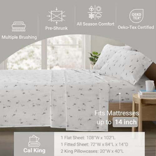 Ensemble de draps en flanelle de coton pour lit simple 2