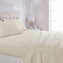 Ensemble de draps en microfibre beige pour lit queen, 4 pièces