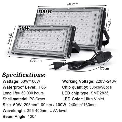 Faro a LED a luce nera UV da 395 nm 1