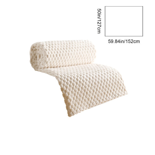 AuroraX Beige Flannel Throw Blanket 127x152cm 2