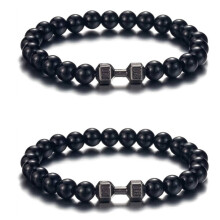 2er-Pack Perlen-Fitnessarmband, kreatives und modisches Gewichtheberarmband, elegantes Hantelarmband aus Legierung