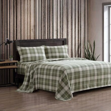 Bettwäsche-Set (140 x 200 cm) – Baumwollflanell, OEKO-TEX-zertifiziert, tiefe Taschen, weich angeraut, kariert in Grün (Heartland Plaid).