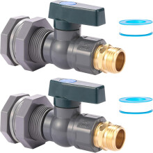 2-pack 3/4" regntunna-avloppskit med skott, slangadapter och tätningstejp – kompatibel med vattentankar, akvarier, pooler och trädgårdstunnor