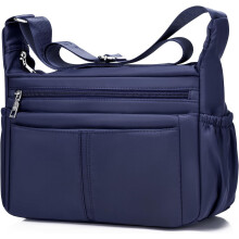 Dames schoudertas met meerdere vakken, waterbestendige nylon crossbodytas, grote portemonnee, lichtgewicht messengerbag, saffierblauw