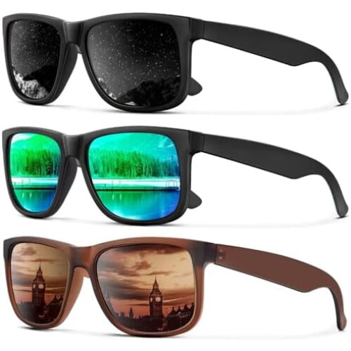 Γυαλιά ηλίου Polarized για άνδρες, γυναίκες, κλασικό ματ μαύρο σκελετό, προστασία UV, 3