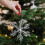 Glitter Snowflake Ornaments Set Silver 3 pcs 7