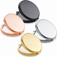 Miroir de maquillage compact et portable pour femmes, boîtier rond en métal, double face grossissant 1x/2x, miroir de voyage portable, mini miroir