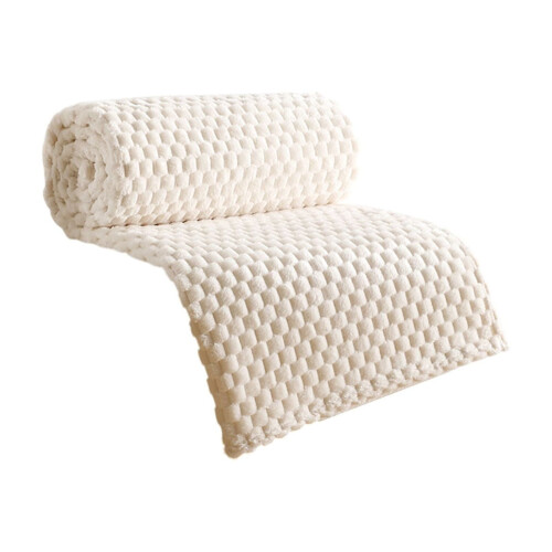 AuroraX Beige Flannel Throw Blanket 127x152cm 1