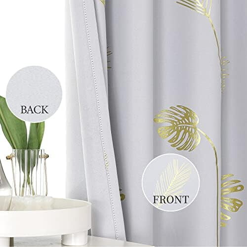 Blackout Curtains 52x84 in, Gold Wheat & Palm Print, 2 2