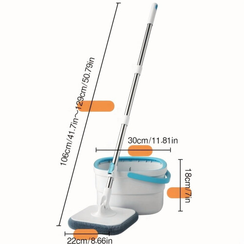 Set secchio e mocio rotanti con 4 testine in microfibra