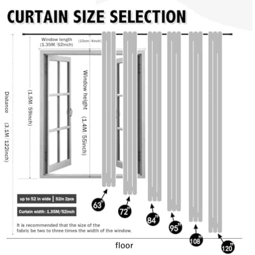 Ζεύγος κουρτινών Blackout & Sheer με στρώσεις, 52" Π x 72" Μ, 1