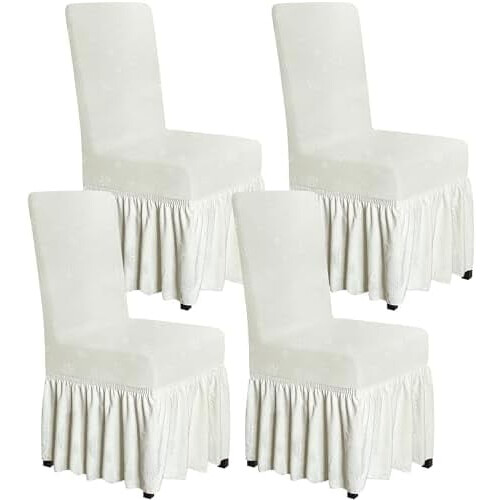 Stretch-Esszimmerstuhlhussen, 4er-Set – Beige