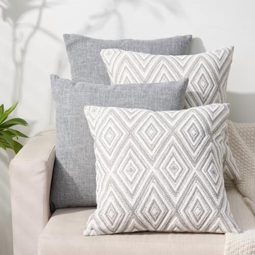 Ensemble de 4 housses de coussin en polyester 18 x 18 pouces