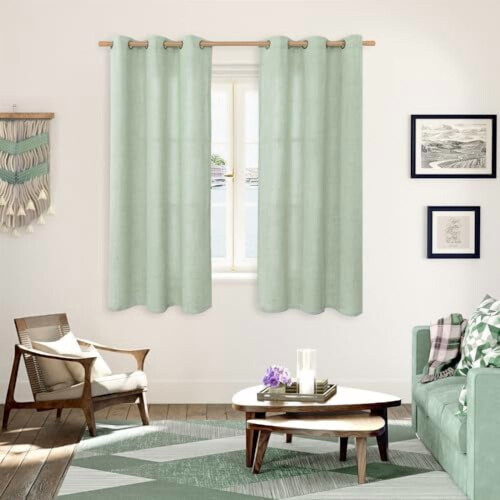 Sage Linen Curtains 52x68 in, Light Filtering, Bronze 1