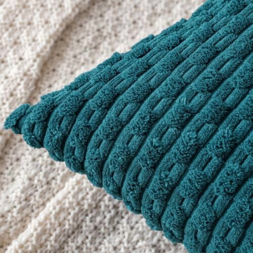 Conjunto de 2 capas de almofada de veludo cotelê listradas de 50x50 cm (20x20 polegadas) 1