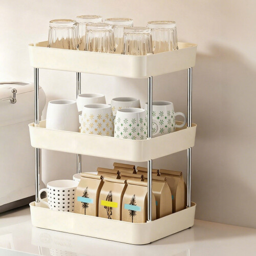 Three Tier Cup Storage Rack, Table Top Cup Holder Organizer, Water Coffee Tea Set Display Stand for Dining Room, Kitchen