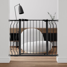 EDX 30" Height Walk Through Dog Gate, Pressure Mounted with Auto-Close and Hold-Open Features, Fits 29.1–43.3 Inch Openings, Black