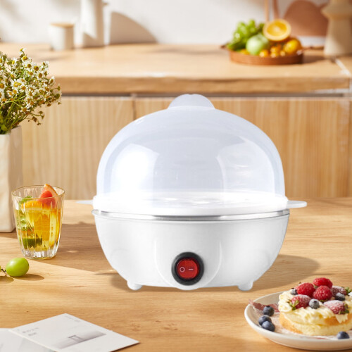 Mini Electric Egg Cooker, 6-Egg Capacity, Auto Shut-Off, Soft/Medium/Hard Boiled, White – Compatible with US Outlets 1